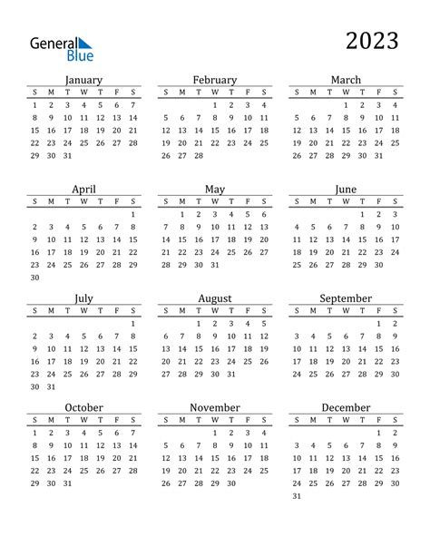 2023 Printable Calendar Free